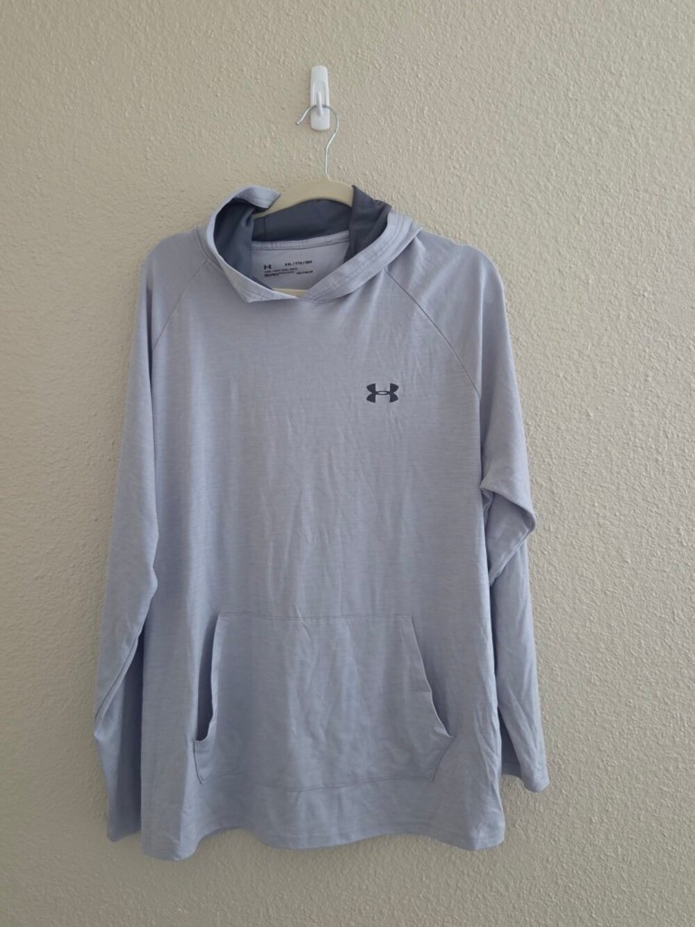 Under Armour Mens HeatGear Hoodie XXL Gray Loose Fit Pullover Pocket